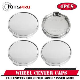 Kitspro Kp00010wcc-4 2.2inch 56mm Wheel Center Caps Pack Of 4 Plastic Rim Covers Chrome