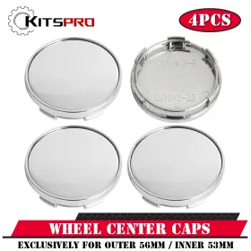 Kp00010wcc-4 Kitspro 2.2inch 56mm Wheel Center Caps Pack Of 4 Plastic Rim Covers Chrome