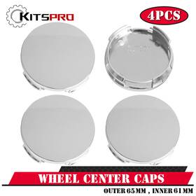 Kitspro Kp00023wcc-4 4pc 2.5inch Wheel Center Rim Hub Caps Outer 63mm Inner 61mm Chrome