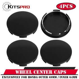 Kitspro Kp00024wcc-0 2.7inch 69mm Wheel Center Caps Pack Of 4 Plastic Rim Covers Matte Black