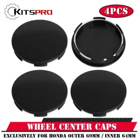 Kp00024wcc-0 Kitspro 2.7inch 69mm Wheel Center Caps Pack Of 4 Plastic Rim Covers Matte Black