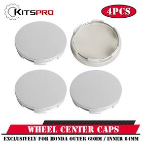 Kitspro Kp00024wcc-2 2.7inch 69mm Wheel Center Caps Pack Of 4 Plastic Rim Covers Silver