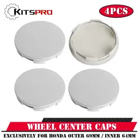 Kp00024wcc-2 Kitspro 2.7inch 69mm Wheel Center Caps Pack Of 4 Plastic Rim Covers Silver