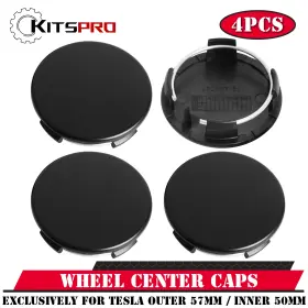 Kp00051wcc-0 Kitspro 4pc Wheel Center Caps For Tesla Model Y 3 57mm 2.25 Inch Matte Black