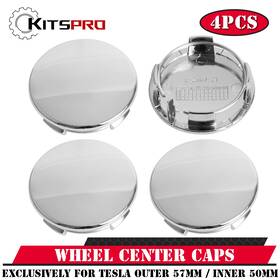 Kitspro Kp00051wcc-4 4pc Wheel Center Caps For Tesla Model Y 3 57mm 2.25inch Chrome