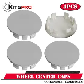 Kp00054wcc-2 Kitspro 4pc 2.4inch Wheel Center Rim Hub Caps Outer 62mm Inner 56mm Silver