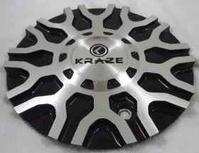 629-2610-al Kraze Wheels Gloss Black / Silver Custom Wheel Center Cap Caps #
