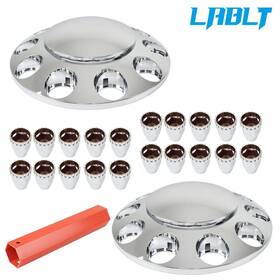 Lablt Om191736oc Chrome Front Wheel Axle Hub Cover Kit Semi Abs Plastic 33mm Nut Covers