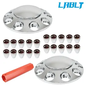 Om191736oc Lablt Chrome Front Wheel Axle Hub Cover Kit Semi Abs Plastic 33mm Nut Covers
