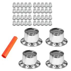 Qs340880qr Lablt Chrome Rear Wheel Axle Hub Cover Kit Semi Abs 33mm Nut Covers Set Of 4