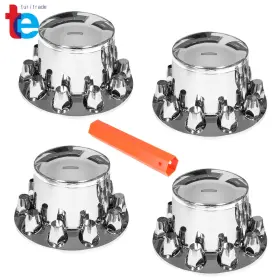 Tr42610 Labwork 4 Pack Rear Chrome Wheel Axle Hub Cover Kit Semi 33mm Nut Covers Abs Plastic