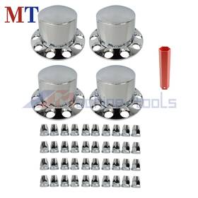 Machine-tools Mt2918785 Lug Front 33mm Semi Truck Rear Wheel Axle Chrome Hub Cap Center Abs