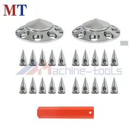Mt4240972 Machine-tools Chrome Semi Truck Wheel Cover 33mm Nut Covers Spiked Front Hub Set Mt4240972 Machine-tools Chrome Semi Truck Wheel Cover 33mm Nut Covers Spiked Front Hub Set