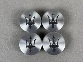 82330902 Maserati Mint Original Wheel Center Hub Caps Dark Chrome Oem 4-count