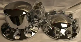 Mhdcg217p Maxx Hd Commftl Truck Wheel Chrome Hub Cap And Lug Nut Cover Kit 2 Fr Rr