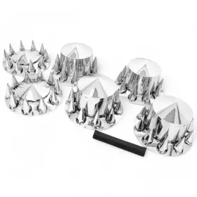 870110 Maxx Truck Parts Front And Rear Chrome Hub Cover Kit 33mm Semi Wheel Axle Covers Spiked