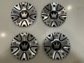 12112085f-4 Mazzi C10351b 4 Wheels Silver Gloss Black Custom Wheel Center Caps #