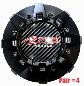 C-358-5 Mb Wheels 80481 Matte Black 8 Lug Center Cap Pair 4 Pc. Set