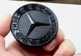 A000 Mercedes-benz 777582009850 57mm Matte All Black Front Hood Emblem For Snap-in Type Not 2-pin