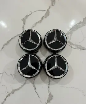 A0004000900 Mercedes-benz 4pc 75mm Wheel Center Hub Caps Cover Raised For Amg 0004000900