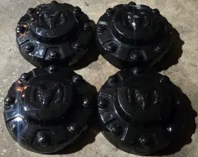 6qc38dx8ab Mopar Set Of 4 Oem 2020-2025 Ram 3500 Dually Drw Black Alloy Wheel Hubcaps Center Caps