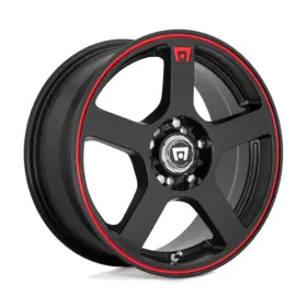 Mr11677008740 Motegi Mr116 Fs5 17x7 Matte Black Wheel With Red Stripe For 4x100/4x108 Vehicles