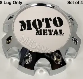 1079l170mo3ch-h50 Moto Metal 4 New Chrome 8 Lug Wheel Rim Center Cap W Screws
