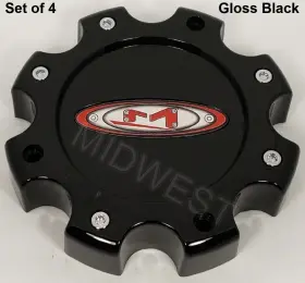 845l170b Moto Metal 4 New 8 Lug 8x165.1 8x170 Gloss Black Red Wheel Center Caps