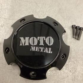 Moto Metal T127l145-5-h42-s1 Wheel Center Cap Gloss Black With Chrome Lettering