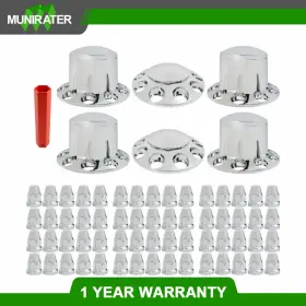 63909 Munirater Lug Front And Rear Complete Chrome Hub Cover Precision Semi Truck Wheel Kit 33mm 63909 Munirater Lug Front And Rear Complete Chrome Hub Cover Precision Semi Truck Wheel Kit 33mm