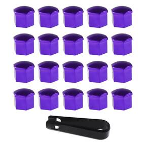 Nihfien Bth-telmg20p-19mm-purple 20pc 19mm Purple Universal Car Wheel Nut Bolt Protectors With Removal Tool