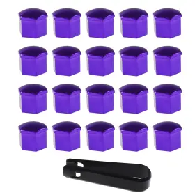 Bth-telmg20p-19mm-purple Nihfien 20pc 19mm Purple Universal Car Wheel Nut Bolt Protectors With Removal Tool
