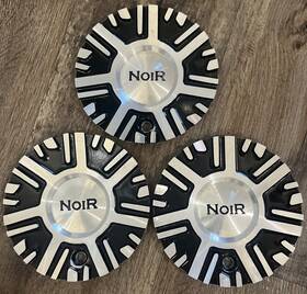 Noir N02-18-al-cap 3 Custom Wheel Center Caps Black Silver Metal Hubcap Cover