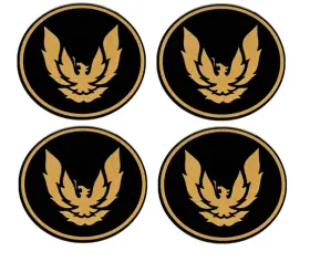 10030413-4 Oer Gold And Black Gta Wheel Cap Emblem Set For 1982-1992 Pontiac Firebird
