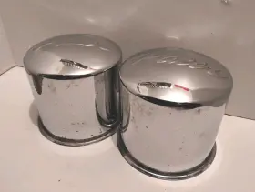 84hm Pacer 4.5 Inch Od Chrome Short Wheel Rim Center Hub Cap Push Thru Vintage 2