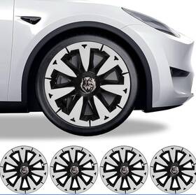 Pm Auto Pmtsl00027 Set Of 4 Wheel Covers Storm Symmetry Hubcaps For 2020-2025 Tesla Y 19 Inch