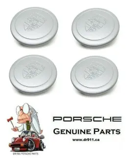 91136103200 Porsche 91136103230 Genuine Silver Center Cap Set For Alloy Wheel