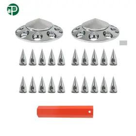 Pf5448256 Powerfit Spiked Chrome Thread-on Nut Covers Abs Front Axle Cover Kit Semi Truck 33mm