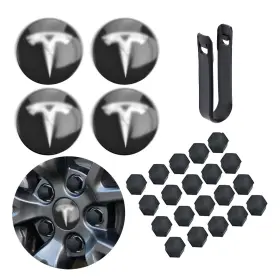 Lglm-3y-bs Powlamks Tesla Model 3 Y Wheel Center Caps Kit 22 Black Lug Nut Covers