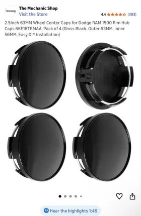 Kp00049wcc-1 Ram Kitspro 2.5inch 63mm Wheel Center Caps For Dodge 1500 Rim Hub 6kf18t