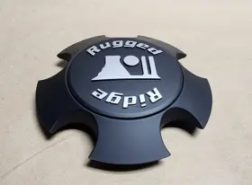 S1305-03 Rugged Ridge Snap-on Plastic Black Center Cap With Gray Logo For Jeep -