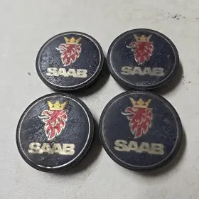 12785704 Saab Set Of 4 96-11 9-3 9-5 900 9000 Center Cap Black Back 2 1/2 Inch Dia. Y