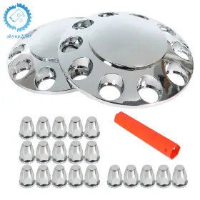 Su617816ku Skyup2018 Semi Truck Wheel Front 33mm Nut Covers Set Of 2 Chrome Axle Hub Cover Kit