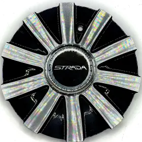 C-12-13-3 Strada Wheels Gloss Black / Silver Custom Wheel Center Cap C-stra-1