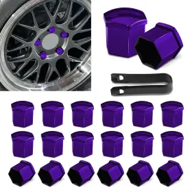 Qph-g-2034 Surosha 20pc 19mm Glossy Purple Antirust Wheel Bolt Head Protectors Removal Tool