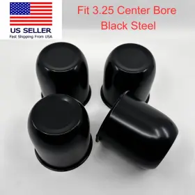 Rc97 Tainnipi Set Of 4 Closed End Black Steel Push Thru Center Caps 3.25 Inch Bore For Trailer Rim