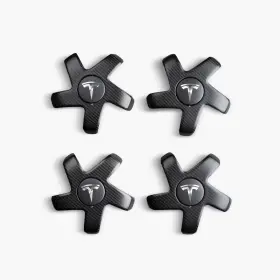 1518543-00-a Tesla New In Box Oem Model 3 Carbon Fiber Wheel Cap Kit