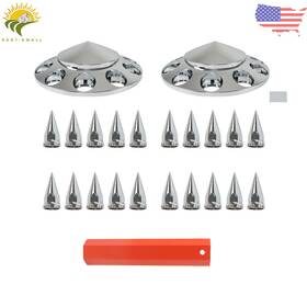 Thomletha Esl1393020 Durable Front Axle Cover Kit 33 Mm For Truck Spiked Chrome Thread-on Nut Covers