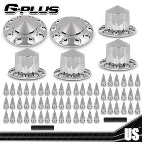 Tianchuan Tianchuan20060401509 Fits Chrome Hub Cover Kit 33mm Front And Rear Semi Truck Wheel Axle Covers Spiked
