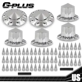 Tianchuan20060401509 Tianchuan Fits Chrome Hub Cover Kit 33mm Front And Rear Semi Truck Wheel Axle Covers Spiked
